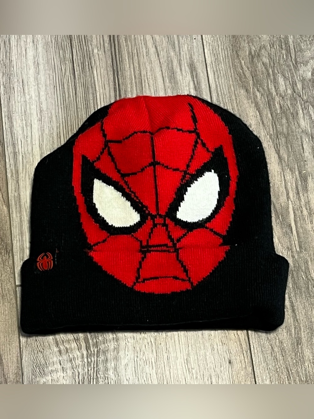 Kids Spider Man Beanie Hat - Black and Red